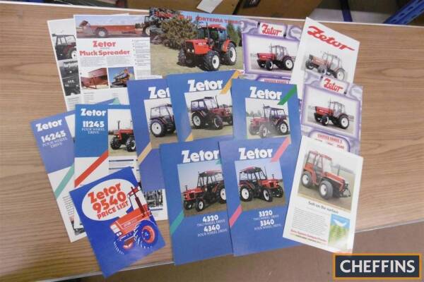 Zetor, qty of agricultural tractor and implement brochures, price lists, leaflets etc to inc' 9540, 4320 etc (15)