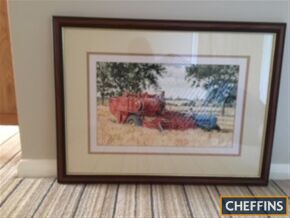 A framed and glazed original watercolour 60's Harvest - No.2 by Steven Binks. Due to the success of '60's Harvest' painting as a 500 edition fine art print, which sold out, Steven produced a second painting in the series and called it "60's Harvest - No.2