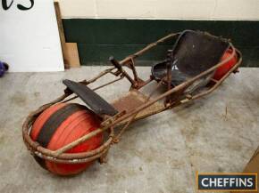 Morris Vulcan Toys Downhill Racer, a rare 1970s ride on toy made in a very limited production run featuring James Dyson's Ball Barrow wheels, for restoration