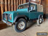 1986 2495cc diesel Land Rover 90 Pick-Up Reg. No. D352 YAV Chassis No. SALLDVAC7AA268311 Fitted with a canvas tilt, snorkel exhaust, chequer plate wing top protectors and a bull bar. The recorded mileage is 92,818 miles with just 2 former keepers noted an