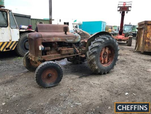 FORDSON E1A DKN Major 4cylinder petrol/paraffin TRACTOR Fitted with a side belt pulley, rear linkage, swinging drawbar, weighted rear wheel rims and straight tinwork