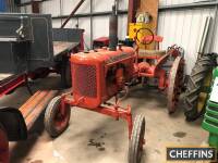 ALLIS CHALMERS Model B 4cylinder petrol TRACTOR Fitted with pneumatic front and straked rear wheels with road bands