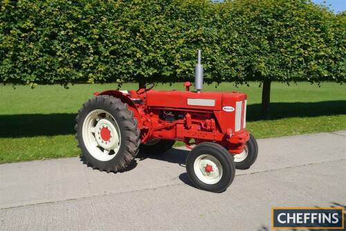 INTERNATIONAL B614 4cylinder diesel TRACTOR Fitted with rear linkage, swinging drawbar and front weight on 13.6-38 rear and 7.50-18 Goodyear front wheels and tyres. An earlier repainted example