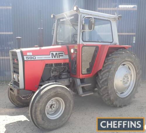 1985 MASSEY FERGUSON 590 diesel TRACTOR Fitted with a 2door cab and showing just 1,223hours. A recent Danish import with registration certificate available