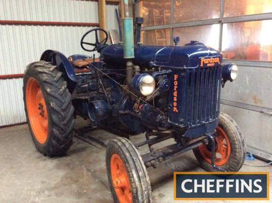 FORDSON E27N 4cylinder petrol/paraffin TRACTORSerial No. N273537Fitted with front lights, rear linkage and drawbar 