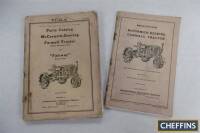 McCormick Deering Farmall instruction book and parts catalogue
