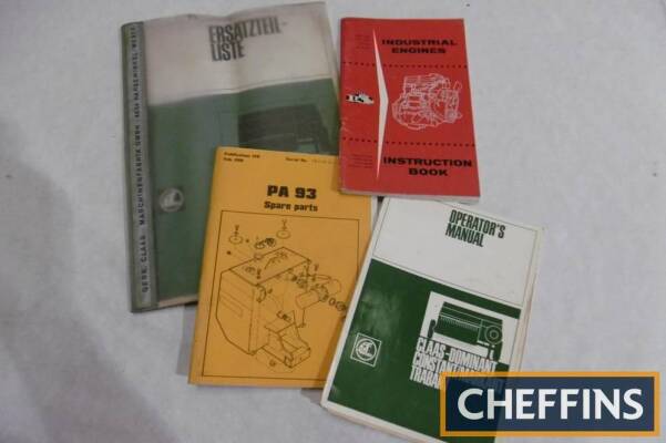 Qty of baler, Ford engines and McConnel parts books etc