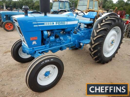 1975 FORD 4600 3cylinder diesel TRACTOR Serial No. B963492 Fitted with a reconditioned engine, new tyres and resprayed to a good standard. No registration documents available