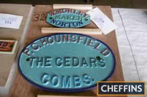 P.C Houndsfield 'The Cedars' Combs with W.Morley cast iron name plates (2)