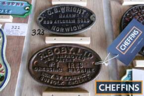 O.B Wright, Norwich t/w R. Boby Ltd, Bury St Edmunds cast iron name plates (2)