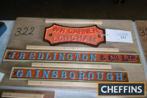 W.R Garner Longham t/w J.B Edlington Co Ltd, Gainsborough, cast iron name plates (2)