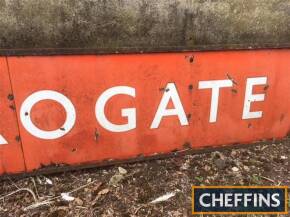 Harrogate, a large single sided Midlands Railway enamel sign, ex Harrogate railway station, the two piece sign mounted in a proprietary angle iron frame. 11ft long approx'.