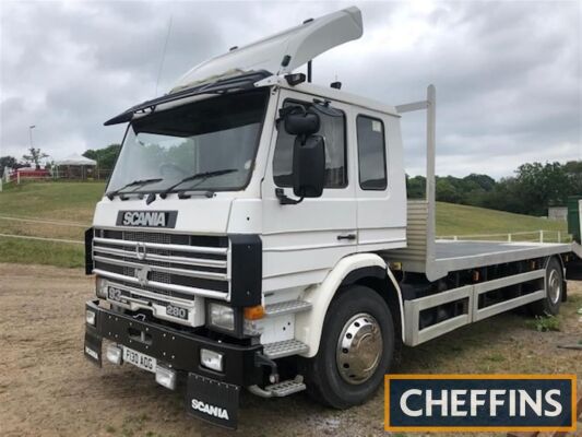 1989 Scania 93m 280 17ton beavertail Reg. No. F130 AOG Chassis No. 1135371 In the same ownership for 5 years, this lorry is fitted with a winch, heavy duty aluminium ramps and a towbar. A new floor on the body is in place as are new tyres all round. The