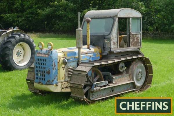 COUNTY P55 4cylinder diesel CRAWLER TRACTOR Serial No. 12554 Fitted with swinging drawbar, Sun Trac cab, engine side panels and front lights. An image of this ex-Tommy Lowther tractor can be seen on page 45 of Stuart Gibbard's Ford Tractor Conversions