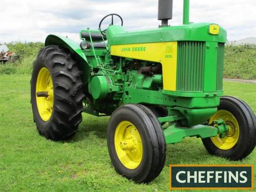 c1959 JOHN DEERE 730 2cylinder diesel TRACTOR Serial No. 7304782 The vendor reports this 730 was purchased a few years ago and had been subject to a front to back restoration. The tractor starts well, is fast on the road, always garage stored, sale due to