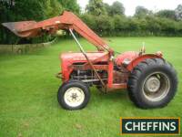 1963 MASSEY FERGUSON 35X Multi-Power 3cylinder diesel TRACTOR Serial No. SNMYW346854 Fitted with a front loader, new clutch and front axle trunion pin, recent full oil change with good oil pressure and Multi-Power is reported to be sharp. A recent import 