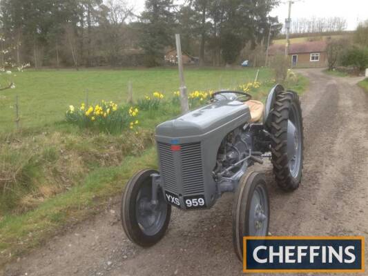 1947 FERGUSON TED-20 4cylinder petrol/paraffin TRACTOR Reg. No. YXS 959 Serial No. TED14371 A Reekie conversion which was manufactured for use in berry fields. A well presented example with V5 available and on 8.3-36 rear and 4.00-19 front wheels and tyre