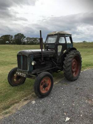 1957 FORDSON E1A Major 4cylinder diesel TRACTOR Reg. No. TWR 372 (expired) Serial No. 1365868 Fitted with a Sta-Dri cab and owned by the last keeper for 42 years, barn stored and unused for the last 35 years. Old style V5 available, but registration numbe