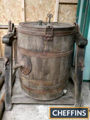 W Waide & Sons No.6 butter churn and stand, supplied by Charles Brothers, Ironmongers, Doncaster