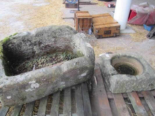 2no. stone troughs