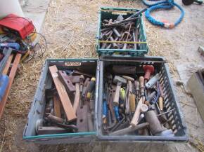 3 crates vintage tools to inc' spanners, hammers, drills etc.