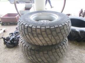 Two original Massey Ferguson 362 golf course tyres with original rims