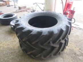 Pair Goodyear 16.9 14x28 narrow rib tyres (as new)