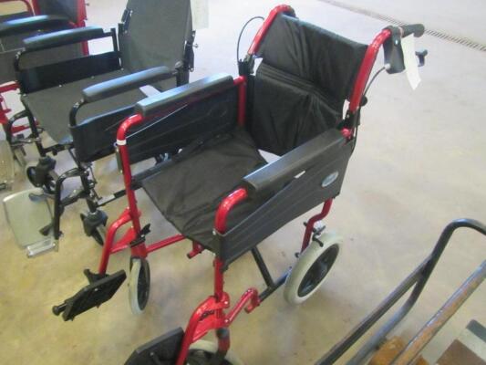 Days Wheelchair c/w red escape light, fold down sides, foot plates