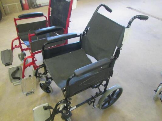 Black Wheelchair c/w fold down sides, foot plates