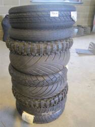 Selection of mainly unused motorcycle tyres