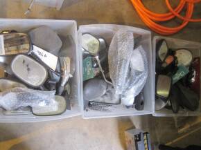 Three boxes of used motorcycle mirrors