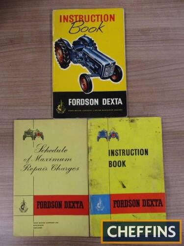 Fordson Dexta, two illustrated instruction books together with schedule of maximum repair charges (3)