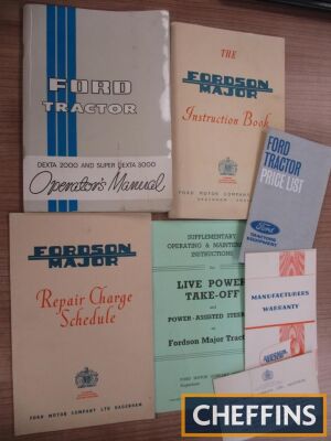 Fordson Major instructions and repair charge schedule together with Dexta 2000/3000 operators manual and supplements, including 1966 price list