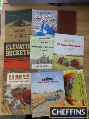 Various farm implement brochures and supply catalogues; Lanz, Bamford, Whitlock, Lucas etc.