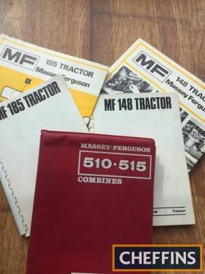 Massey Ferguson 148 & 185 tractor operator manuals with lubrication wall charts and Massey Ferguson 510 & Massey Ferguson 510 combine manual