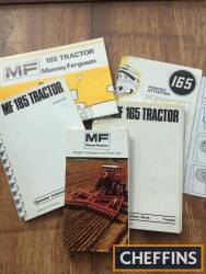 Massey Ferguson 165 & 185 tractor operator manuals with lubrication wall charts and pocket price list