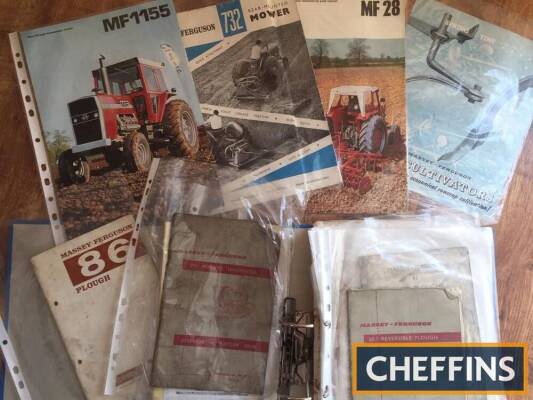 Massey Ferguson manuals and brochures in a folder