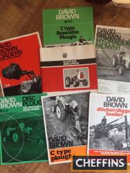 David Brown loader, plough and mower brochures (6) with folder