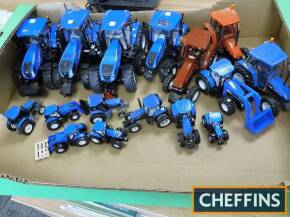 New Holland model tractors, 16 larger scale unboxed, plastic and die-cast