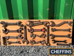 Display board of restored agricultural spanners