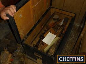 Wooden tool chest, complete with carpenters tools