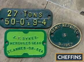 3no. cast iron name plates