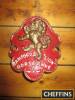 Bamfords Lion Horse Rake, cast iron seat badge, gold and white on red