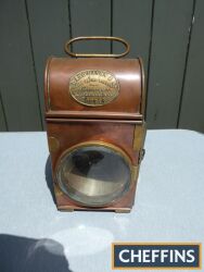 Victorian copper Shand Mason fire engine lamp