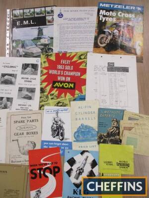 Motorcycle accessory brochures and flyers including fuel ration books