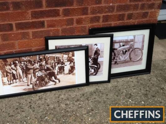 3no. frames photograph on motorcycling themes