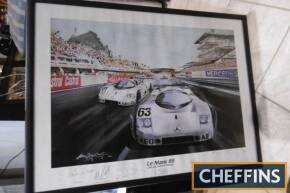 Mercedes: LeMans '89, framed and glazed poster, signed by the team. 33x25ins