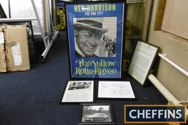 The Yellow Rolls Royce, a cinema foyer poster featuring Rex Harrison together with 3 other Rolls-Royce framed images
