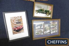 Car and model trains, 3 framed images