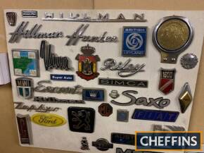 Car bonnet scripts and badges, board mounted